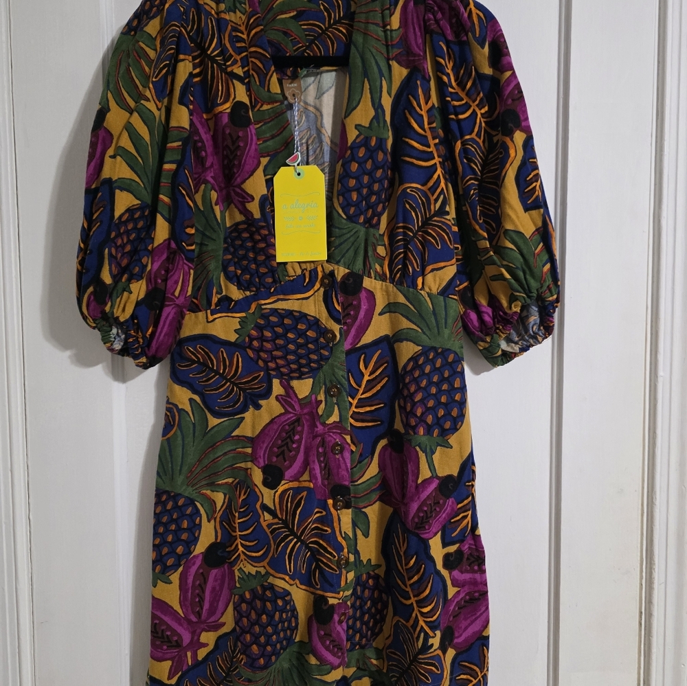 NWT  FARM Rio Multicolor Tropical Print Short Dress